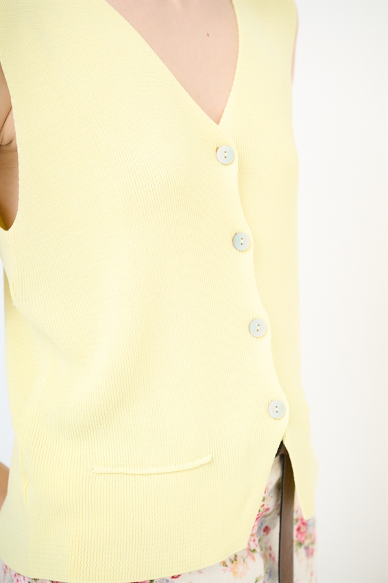 GILET CON BOTTONI A COSTINE GIALLO
