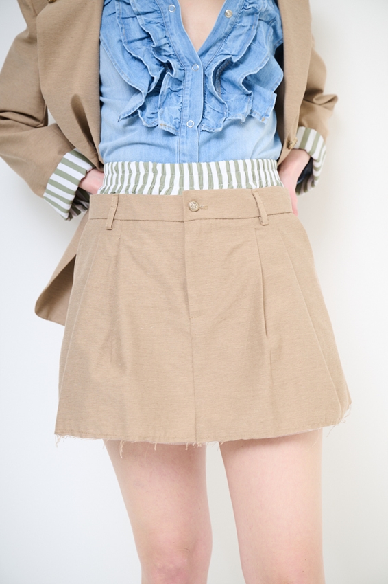 MINIGONNA CON FODERA RIGATA CAMMELLO