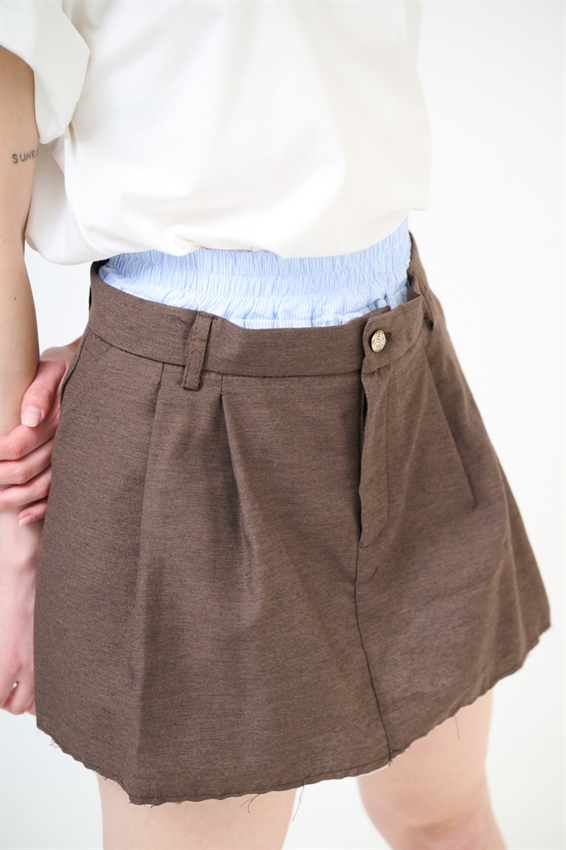 MINIGONNA CON FODERA RIGATA MORO