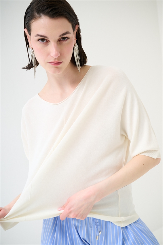 MAGLIA OVER CON MANICA PIPISTRELLO E RIGA DAV. BURRO