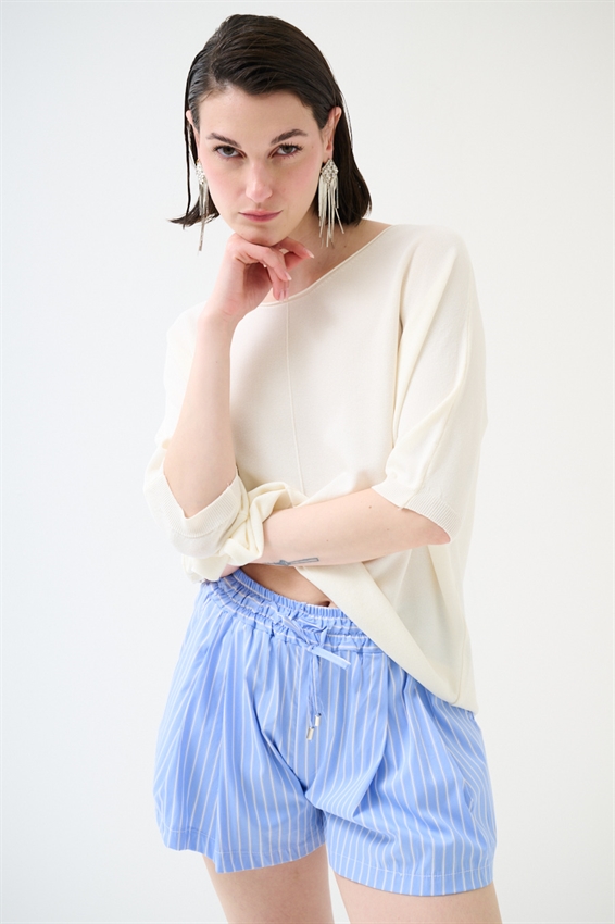 MAGLIA OVER CON MANICA PIPISTRELLO E RIGA DAV. BURRO