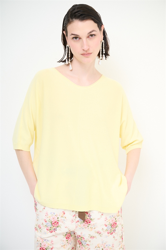 MAGLIA OVER CON MANICA PIPISTRELLO E RIGA DAV. GIALLO