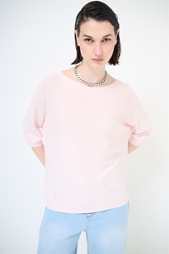 MAGLIA OVER CON MANICA PIPISTRELLO E RIGA DAV. ROSA