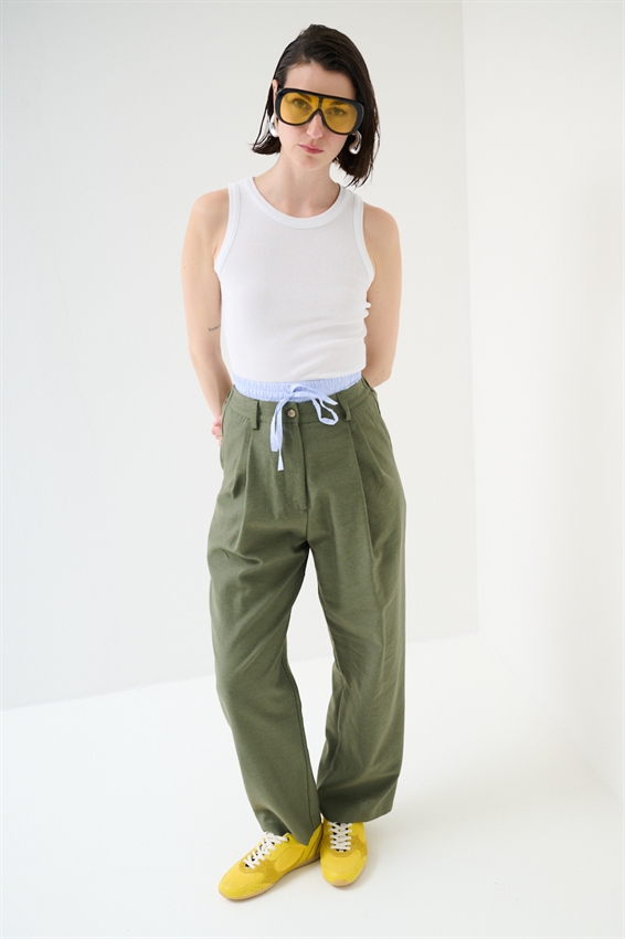 PANTALONE CON CINTURINO A RIGHE ELASTICO ARMY
