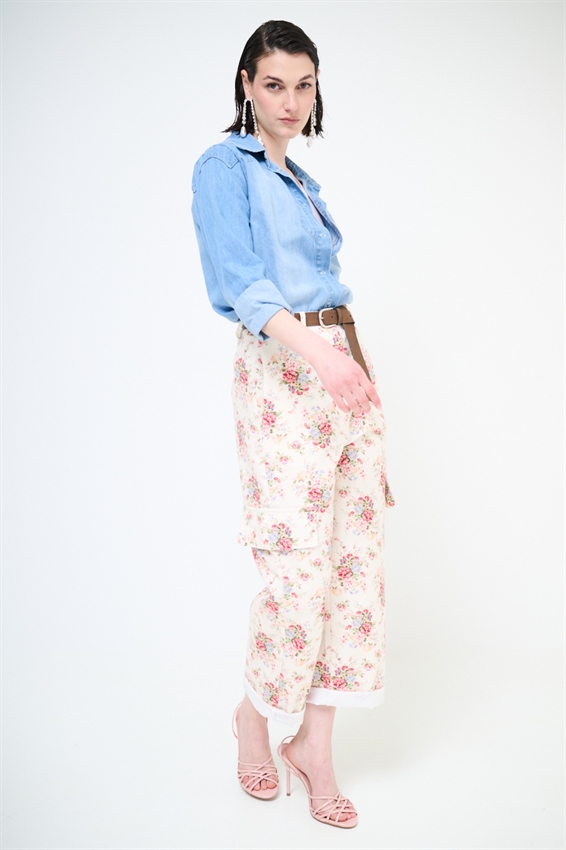 PANTALONE BALLOON IN GABARDINA A FANTASIA BURRO