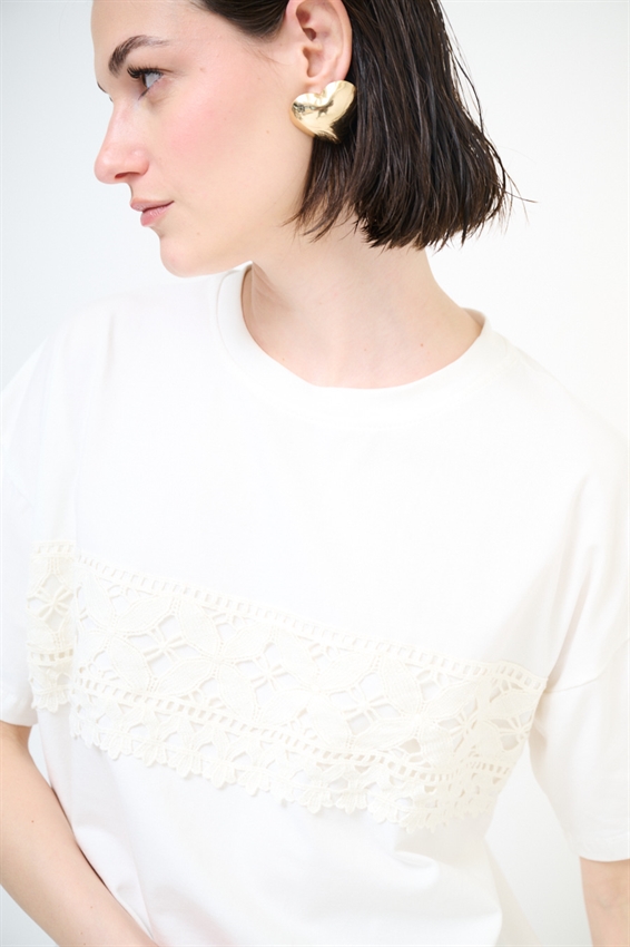 T-SHIRT OVER CON PASSAMENERIA DAVANTI BIANCO