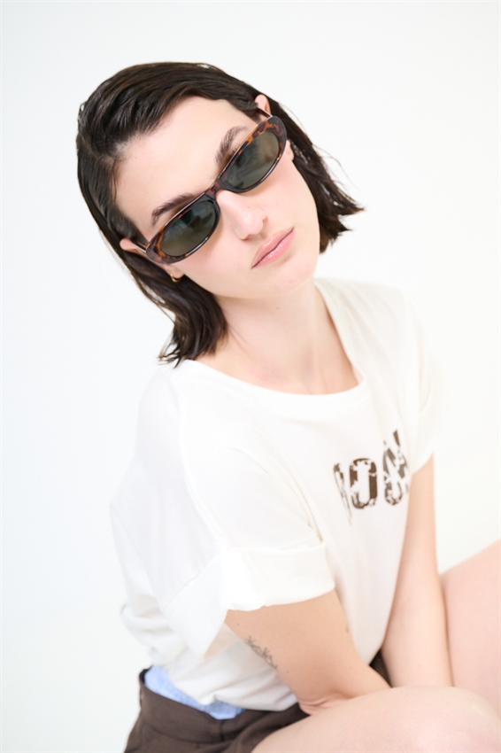 T-SHIRT CON STAMPA ROCK LAMINATA MORO