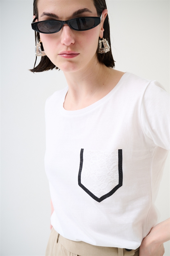 T-SHIRT BASIC TASCHINO PIZZO NERO