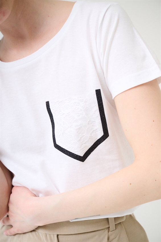 T-SHIRT BASIC TASCHINO PIZZO NERO