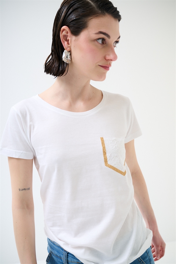 T-SHIRT BASIC TASCHINO PIZZO ORO