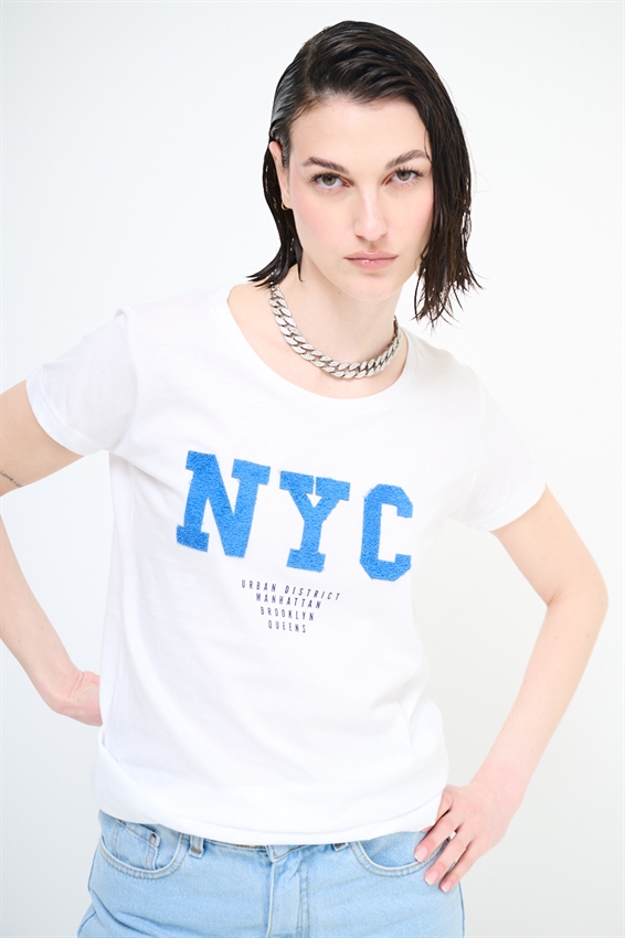 T-SHIRT CON STAMPA NYC NAVY