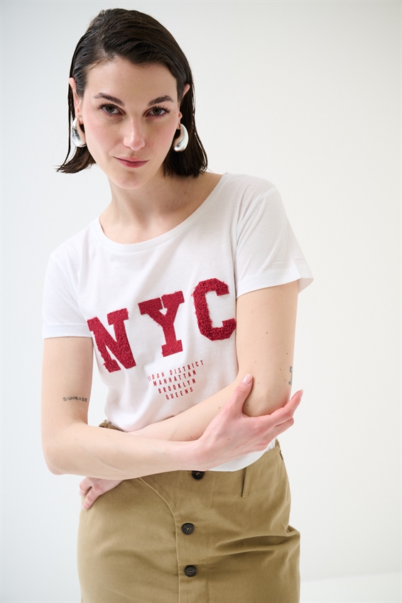 T-SHIRT CON STAMPA NYC ROSSO