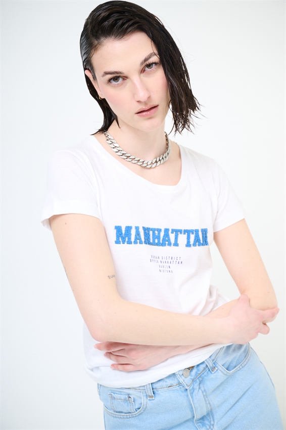 T-SHIRT STAMPA MANHATTAN NAVY