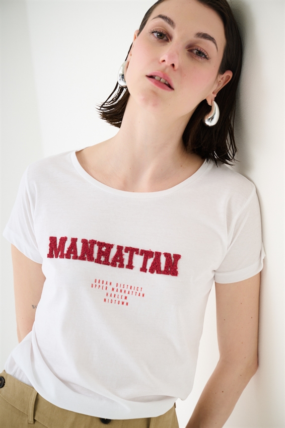 T-SHIRT STAMPA MANHATTAN ROSSO