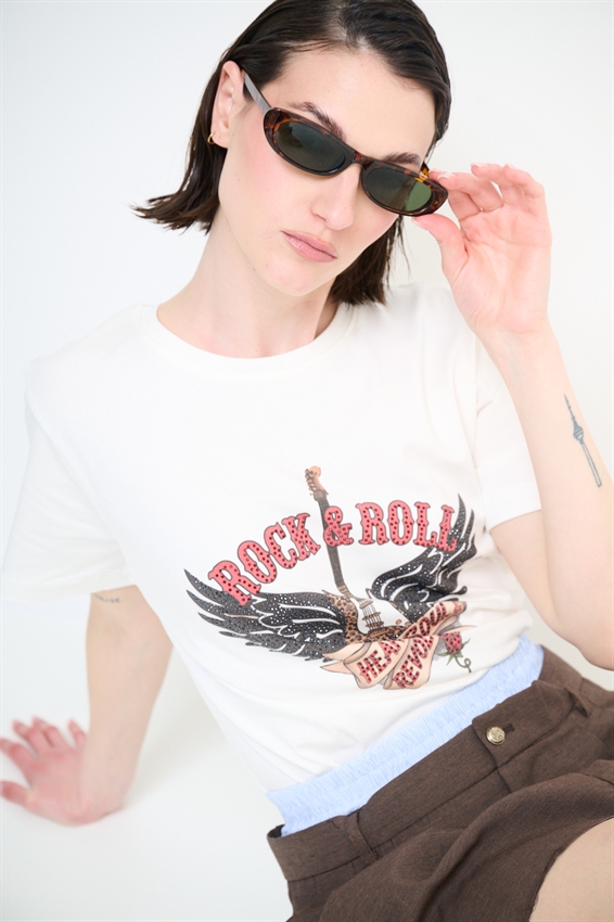 T-SHIRT ROCK & ROLL BIANCO