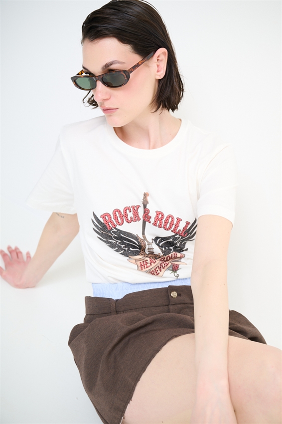 T-SHIRT ROCK & ROLL BIANCO