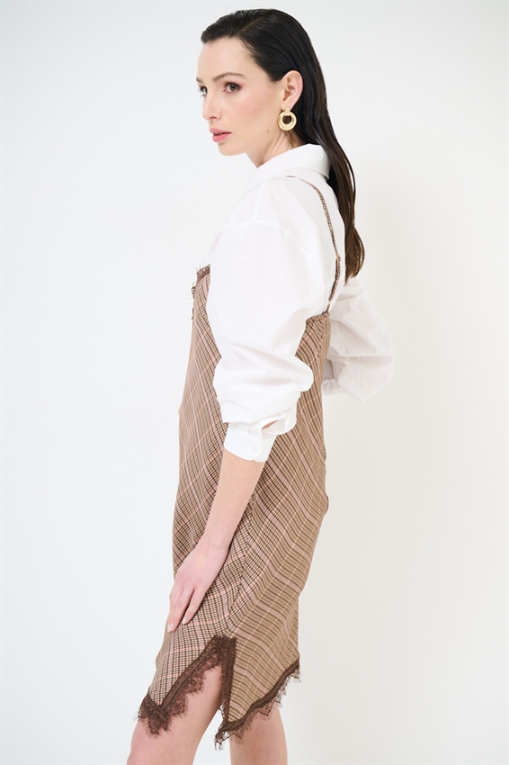 ABITO SOTTOVESTE A QUADRO CON PIZZO