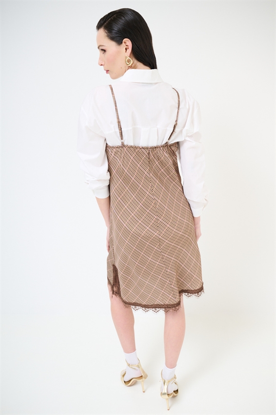 ABITO SOTTOVESTE A QUADRO CON PIZZO