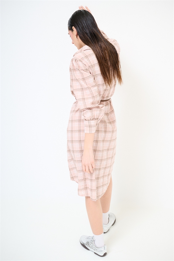 ABITO CHEMISIER MIDI A QUADRI CON CINTURA