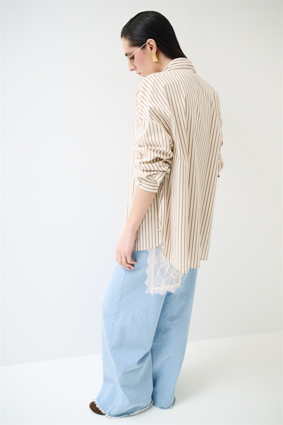 CAMICIA OVER RIGA CON CASTONI