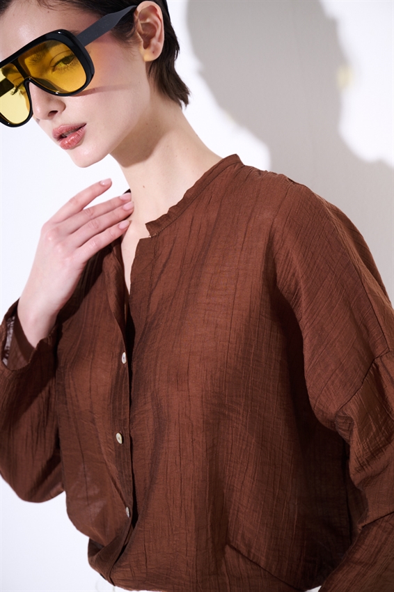 CAMICIA OVER CON COLLO COREANA E NODO