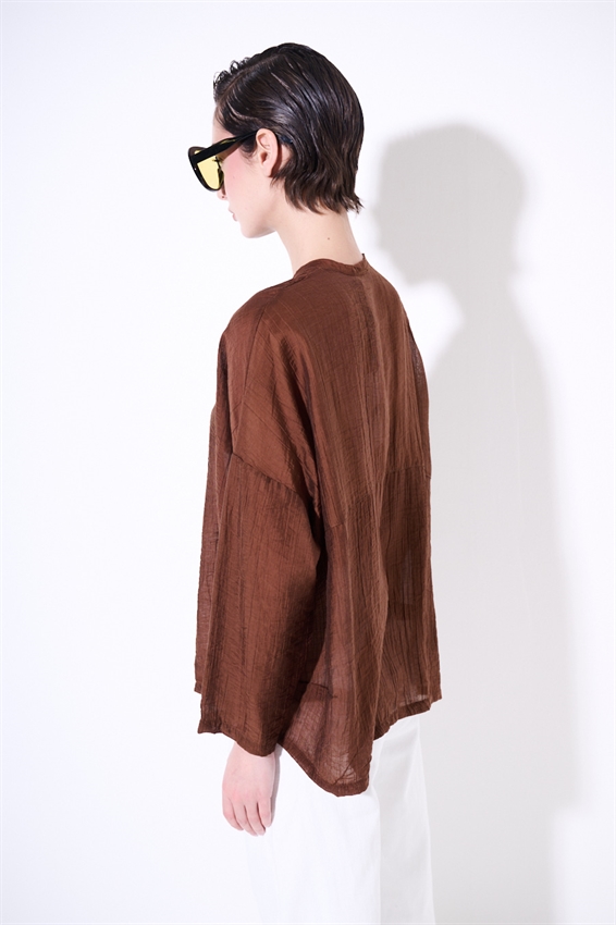 CAMICIA OVER CON COLLO COREANA E NODO