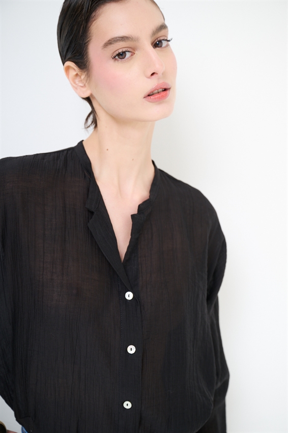 CAMICIA OVER CON COLLO COREANA E NODO