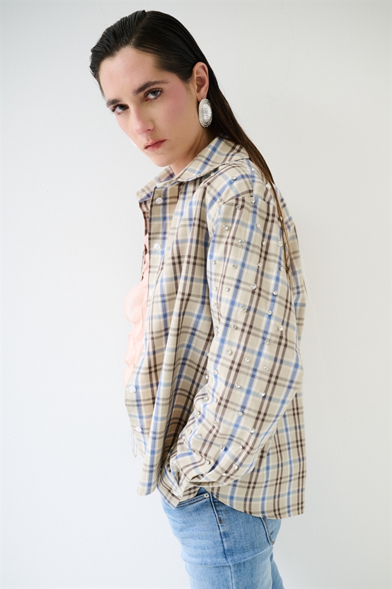 CAMICIA OVERSIZE A FANTASIA CON CASTONI