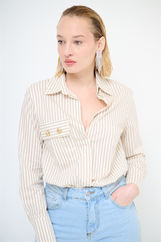 CAMICIA A RIGHE CON STRASS
