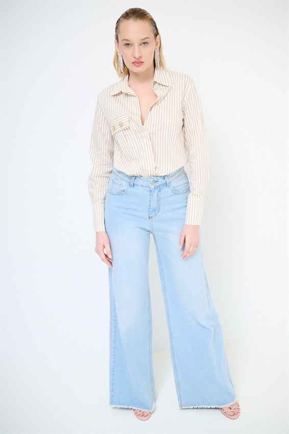 CAMICIA A RIGHE CON STRASS