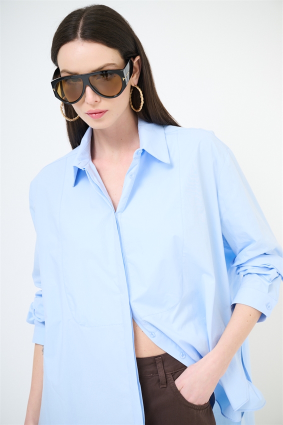 CAMICIA OVER CON RICAMO AMAMI SUL RETRO