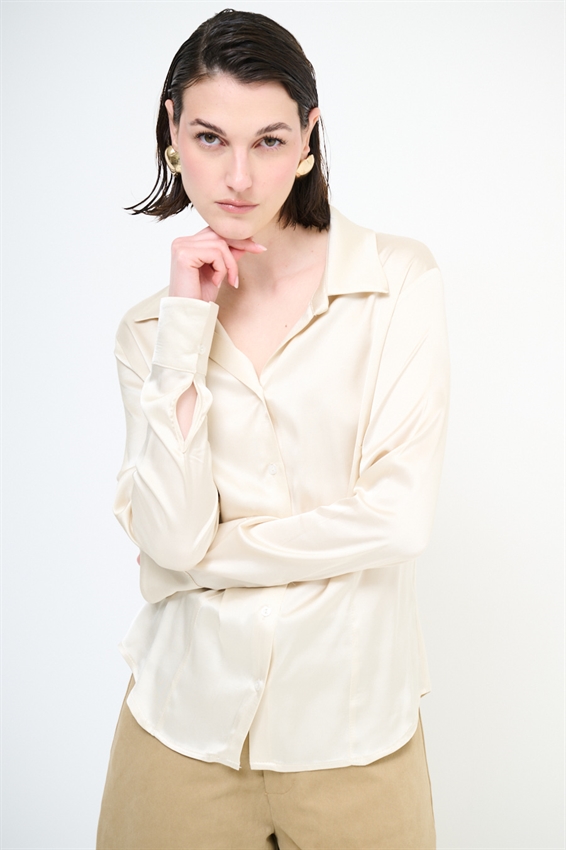 CAMICIA SCOLLO V IN RASO VISCOSA