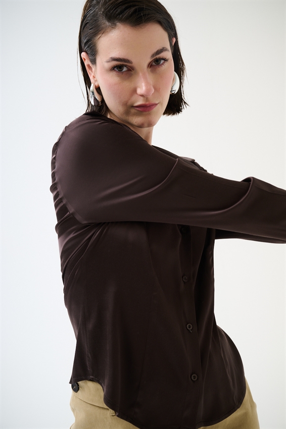 CAMICIA SCOLLO V IN RASO VISCOSA