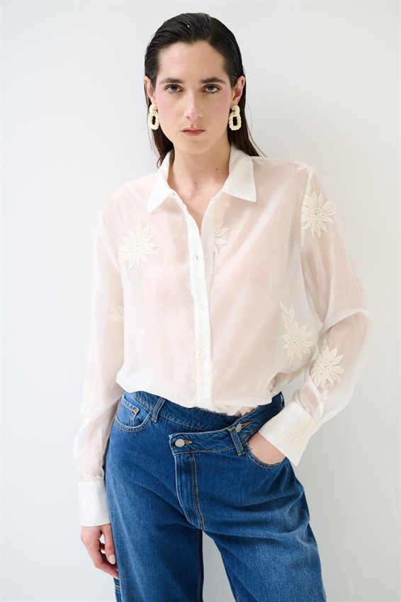 CAMICIA BASIC LYOCELL CON RICAMO