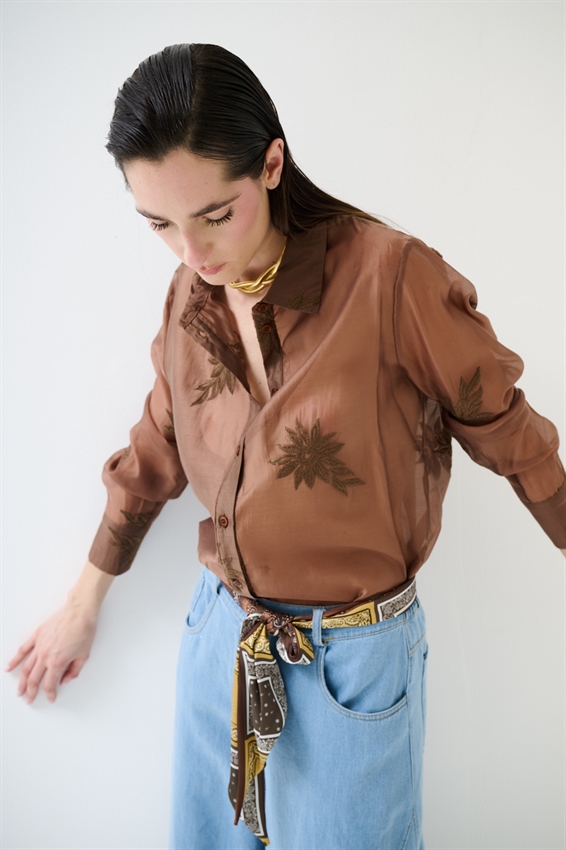 CAMICIA BASIC LYOCELL CON RICAMO