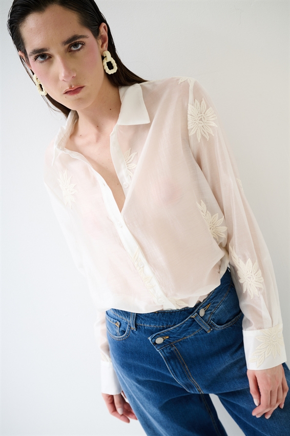 CAMICIA BASIC LYOCELL CON RICAMO