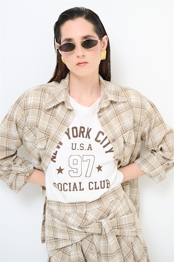 CAMICIA A QUADRI CON TASCHE E SPACCHI