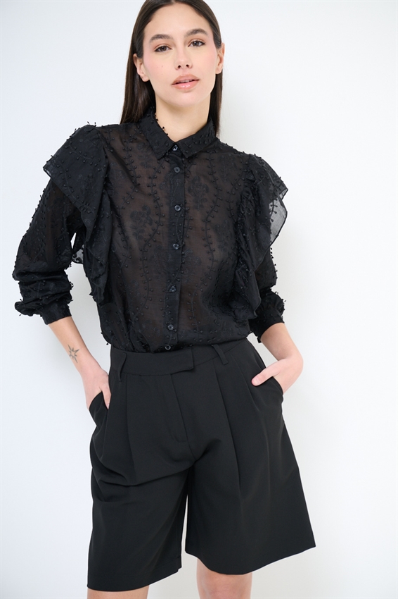 CAMICIA CON MAXI GALA SULLA SPALLA