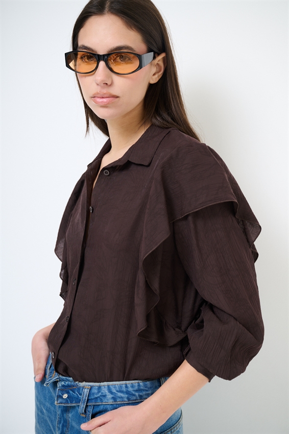 CAMICIA CON MAXI GALA SULLA SPALLA