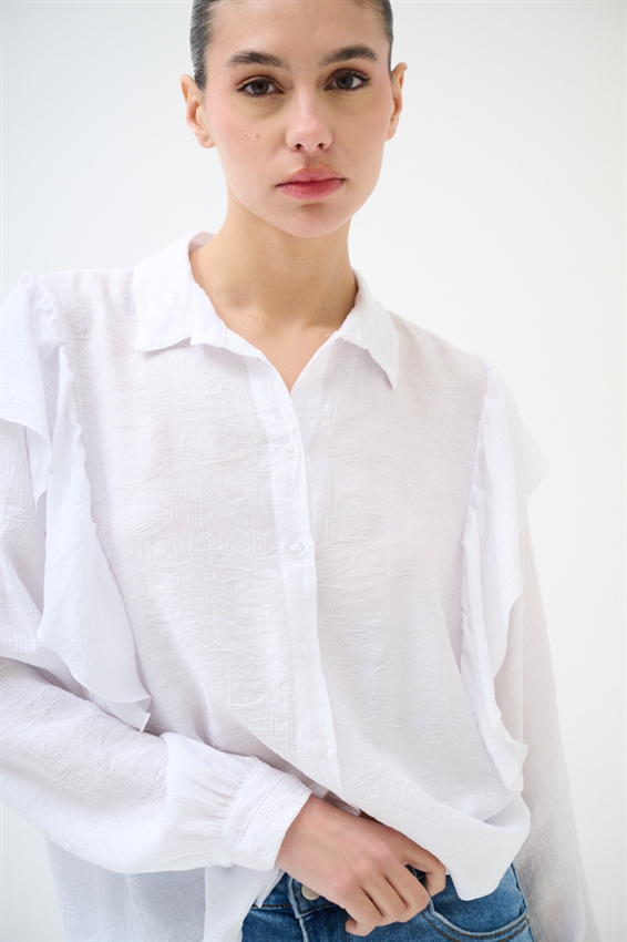 CAMICIA CON MAXI GALA SULLA SPALLA