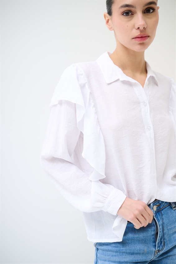 CAMICIA CON MAXI GALA SULLA SPALLA