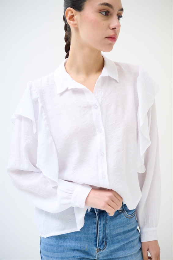 CAMICIA CON MAXI GALA SULLA SPALLA