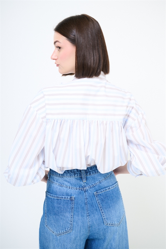 CAMICIA OVER RIGA CASTONI + FIOCCO