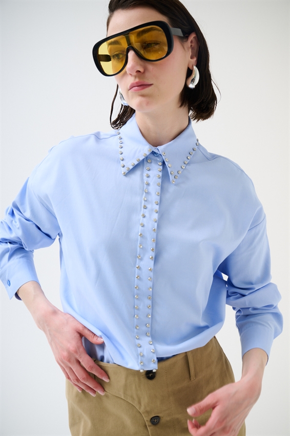 CAMICIA OVER OXFORD CON CASTONI