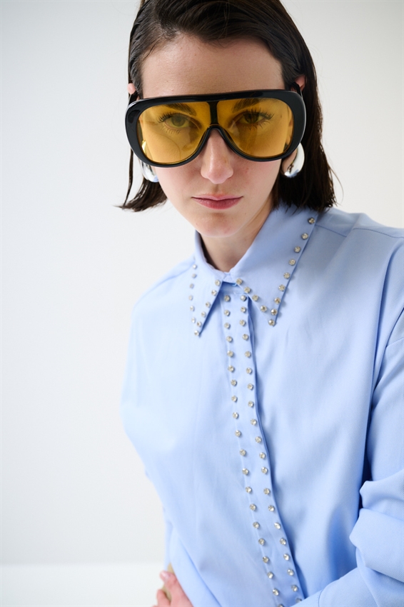 CAMICIA OVER OXFORD CON CASTONI