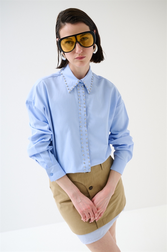 CAMICIA OVER OXFORD CON CASTONI