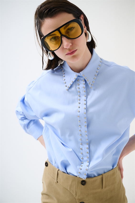 CAMICIA OVER OXFORD CON CASTONI