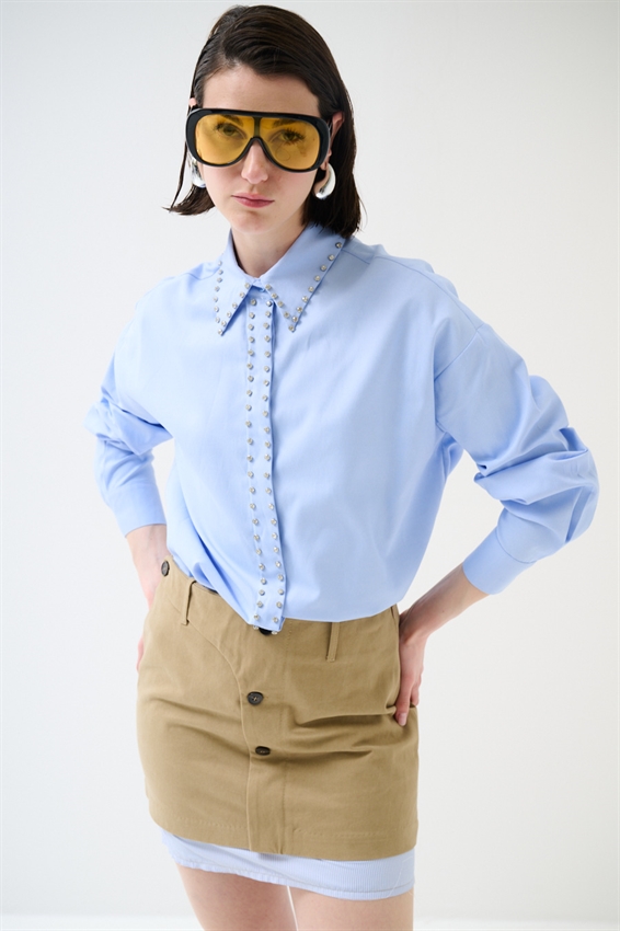 CAMICIA OVER OXFORD CON CASTONI