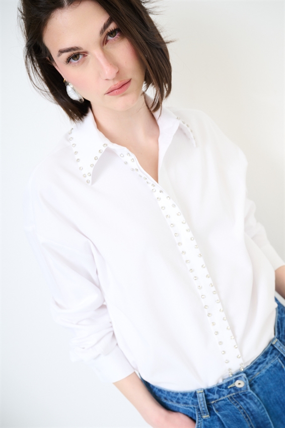 CAMICIA OVER OXFORD CON CASTONI