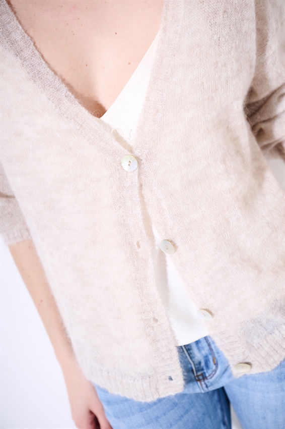 CARDIGAN SCOLLO V IN MISTO MOHAIR
